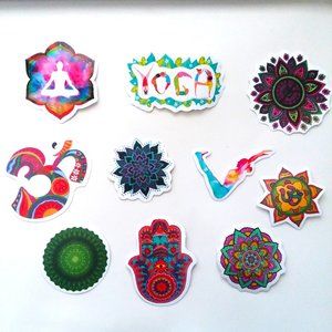 10 Yoga Mandala Stickers Lot Namaste Meditation Chakras Pilates